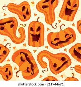 Halloween background with cheerful pumpkins - you can use it for package design, invitations, flyers, postcards and so on. Halloween theme background.