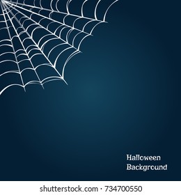Halloween background with a cobweb in the corner. Vector illustration
