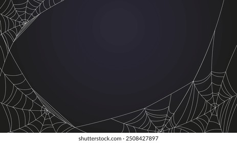 Halloween background with cobweb. Scary symbol of the Halloween. Vector template for web design, social media post, layout for promo flyers.