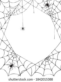 Halloween background with cobweb and spiders. Halloween card. Vector illustration.