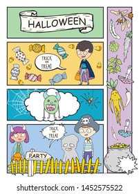 Halloween background comic style, vector illustration