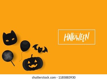halloween background concept with orange color, celebrate halloween day