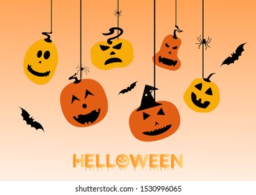 
Halloween background containing a hung pumpkin