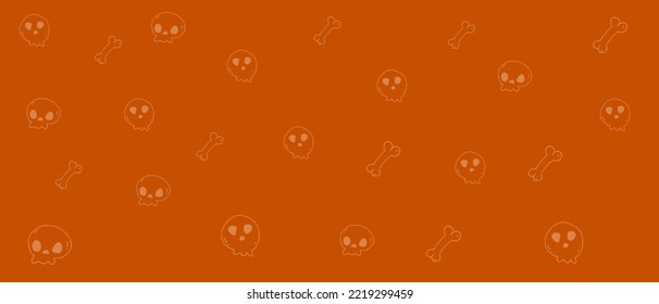 halloween background copy space area with doodle skull, bone. vector illustration. can used for card, web, invitation etc