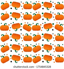 Halloween background. Crazy and funny pumpkin print. Vector illustration. Pumpkin pattern perfectly fit as wallpaper. 