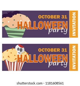 Halloween background with Halloween cupcake - Invitation to party or greeting card