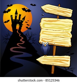 Halloween background with customizable sign, vector