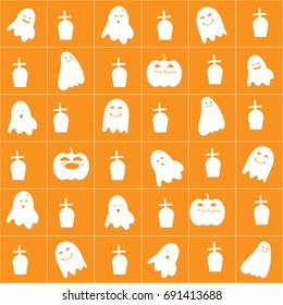 Halloween background with cute cartoon ghost