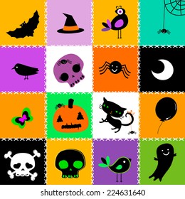 Halloween background with cute elements 