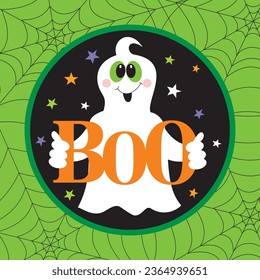 Halloween background with cute ghost and boo 