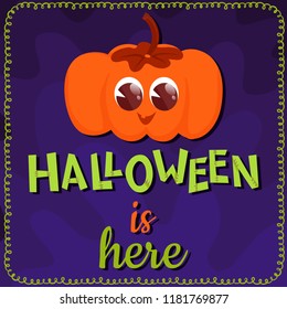Halloween background with cute pumpkin 