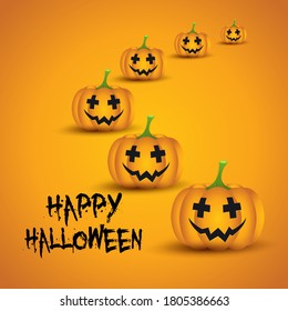 Halloween background with cute pumpkin / jack o lanterns