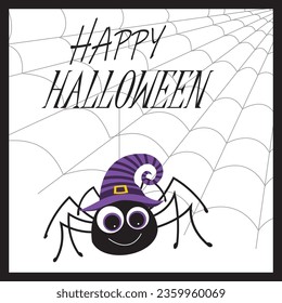 Halloween background with cute spider