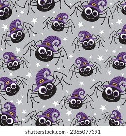 Halloween background with cute spider pattern
