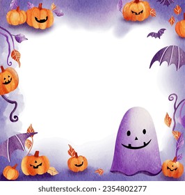 Halloween background cute watercolor illusration