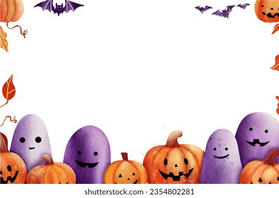 Halloween background cute watercolor illusration