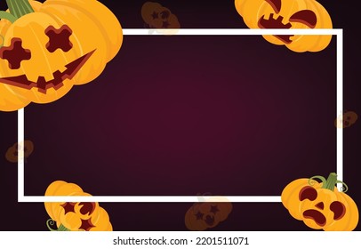 Halloween background. Decorated with ghost pumpkins. with copy space. Horror and Ghost Day Concept Illustration Vector