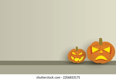Halloween background. Decorated with ghost pumpkins,  with copy space. Horror and Ghost Day Concept Illustration Vector