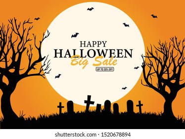 halloween background decorated with moon