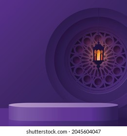 Halloween background design with 3d Podium round, square box stage podium ghost, pumpkin, bat, lamp, gravestone, moon, night, spooky,gravestone and paper cut art elements craft style on background.
