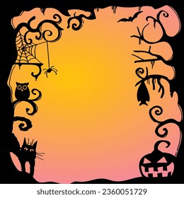 Halloween Background design with bats and pumpkings