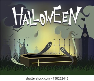 Halloween background design and festival with various night scenes.