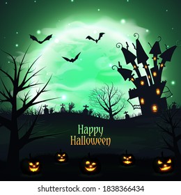 halloween background design with green Moon