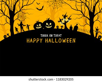Halloween background design. Illustration for greeting card, poster banner or print.