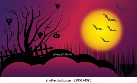 Halloween background design with moon light