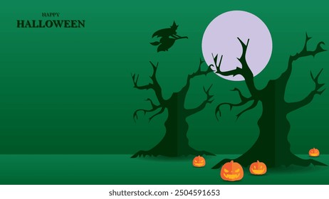 Halloween background design, Halloween night,spooky atmosphere, pumpkin, halloween night silhouette design.