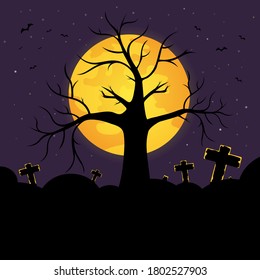 Halloween background. Design for postcard and banner,Vector and illustration.