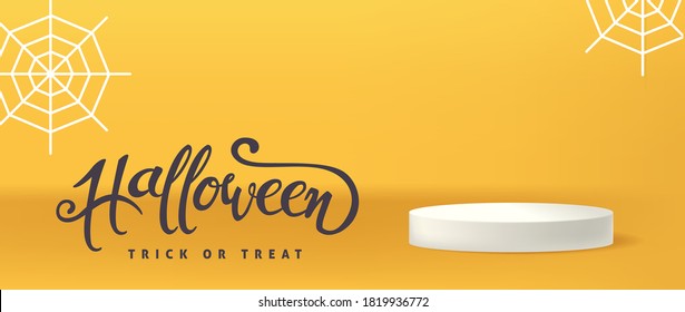Halloween background design with product display cylindrical shape and Festive Elements Halloween.