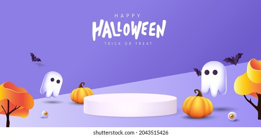 Halloween background design with product display cylindrical shape and Festive Elements Halloween