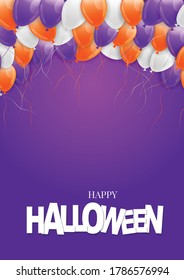 Halloween background design. Purple and orange balloons. Vector illustration.