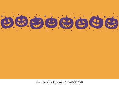 Halloween background. Design with scary pumpkins and copyspace. Vector