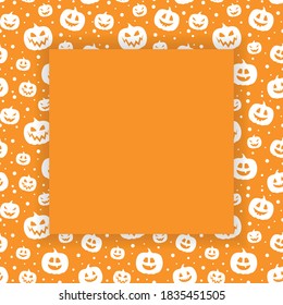 Fondo de Halloween. Diseño con calabazas espeluznantes y espacio de copias. Vector
