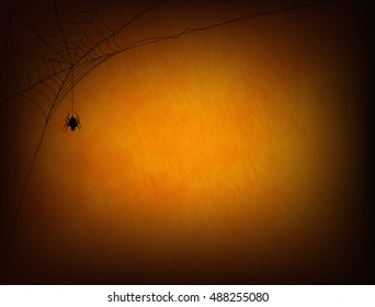 Halloween background, Design with spider web and copyspace, Vector illustration