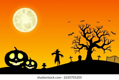 Halloween design de fundo atmosfera assustadora, abóbora, design de silhueta Halloween.