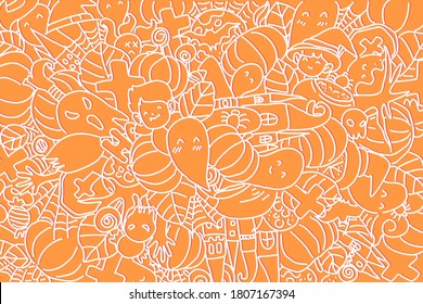 Halloween Hintergrund-Design der Vektorgrafik. Stil der Cartoon-Illustration. Doodle Hintergrund.