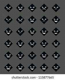 Halloween background with different scary faces on gray