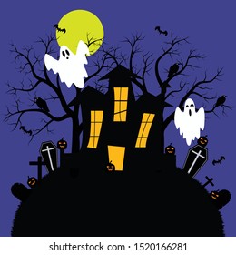 Halloween background with dracula castle 