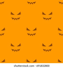 Halloween background. Face pumpkin seamless pattern. Vector illustration.