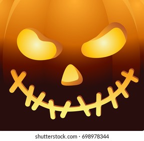 Halloween background with face pumpkin.Vector illustration.