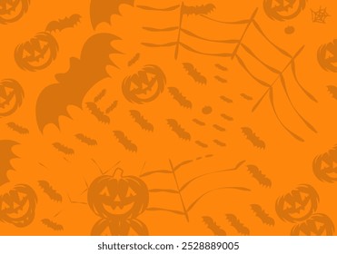 Halloween Background with Fancy Elements of Spider Web, Bat, Hand, Witch Hat, Skull with Bones. Halloween Elements on Purple Background. Spooky Website, Background or Banner. vector illustration