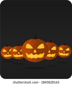 Halloween background in five pumpkins. Illustration can be used for holiday cards, invitations and banners.