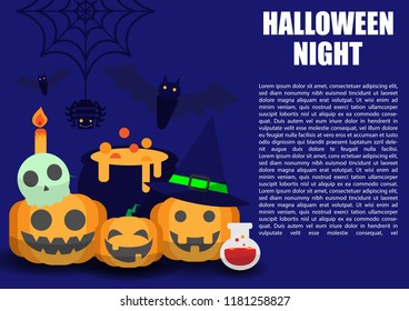 halloween background, flat concept vector illustration.