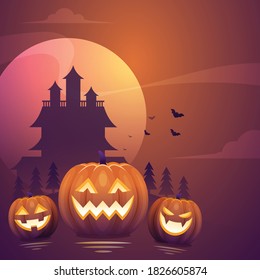 Halloween background in flat design Free Vector