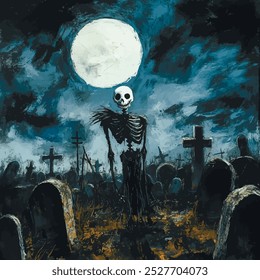 Fondo de Halloween en diseño plano, Halloween es el 31 de octubre. Noche de Halloween, calabazas, ambiente oscuro. Evento de Halloween con silueta de cementerio, murciélagos y noche a la luz de la luna. Ilustración vectorial