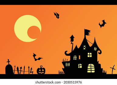 Halloween background flat vector illustration