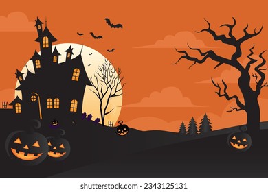 Halloween background flat vector illustration